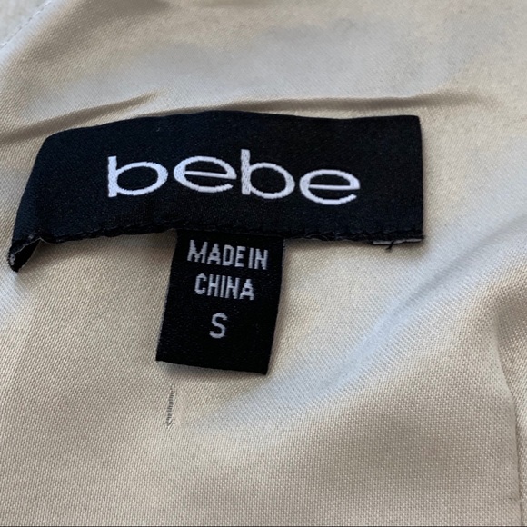 Bebe Embellished V Cut Peplum Sleeveless Black Dress Size S - Picture 9 of 12